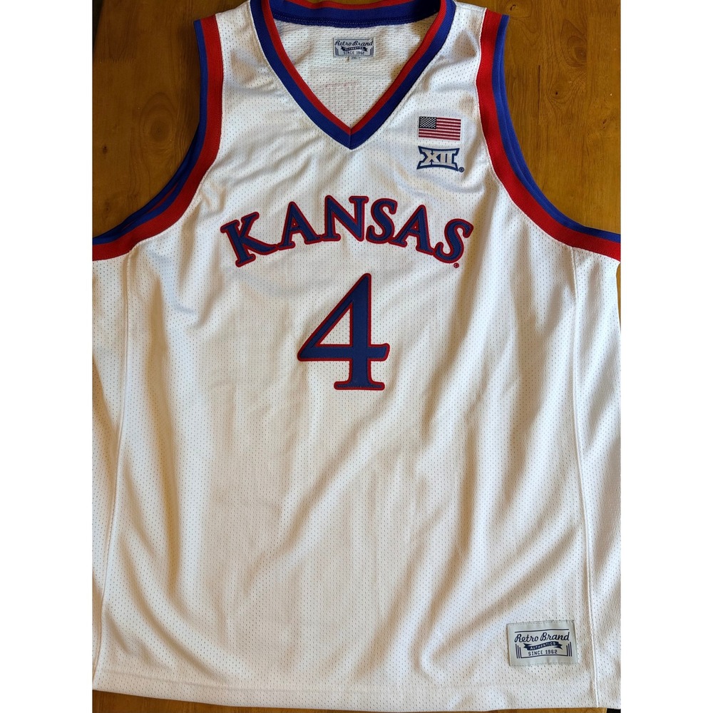 Retro Brand Kansas Jayhawks Devonte Graham 4 Basketball Jersey White Mens 2X 469